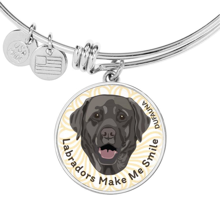 White/black Coat Labradors Make Me Smile Bangle Bracelet D19 - Dufauna - Topfauna