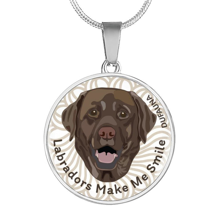White/chocolate Coat Labradors Make Me Smile Necklace D19 - Dufauna - Topfauna
