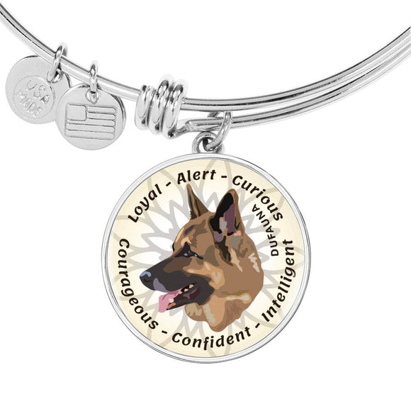 White/natural Coat German Shepherd Characteristics Bangle Bracelet D20 - Dufauna - Topfauna