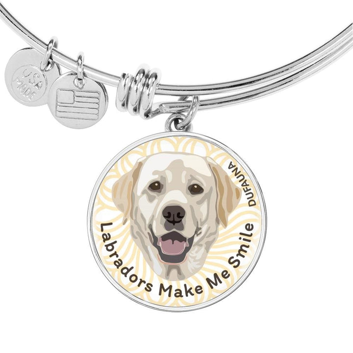 White/yellow Coat Labradors Make Me Smile Bangle Bracelet D19 - Dufauna - Topfauna