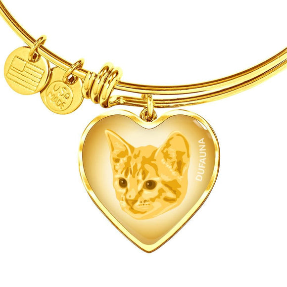 Yellow Cat Profile Heart Bangle Bracelet D12 - Dufauna - Topfauna
