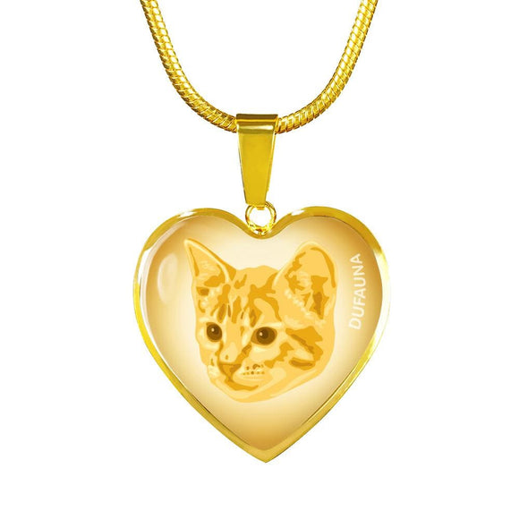 Yellow Cat Profile Heart Necklace D12 - Dufauna - Topfauna