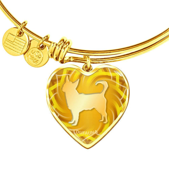Yellow Chihuahua Silhouette Heart Bangle Bracelet D17 - Dufauna - Topfauna