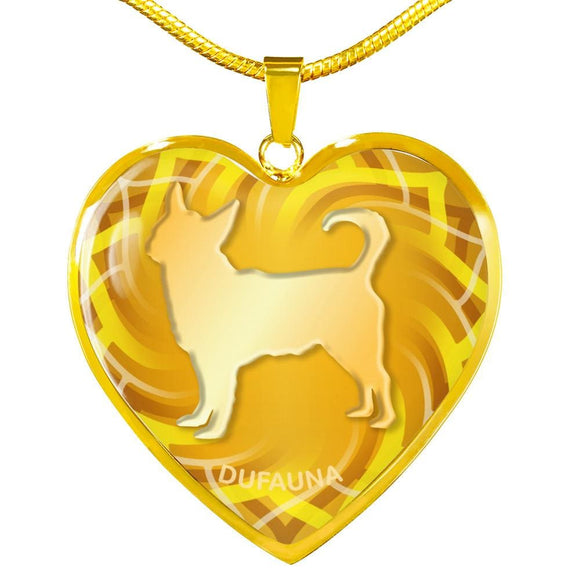 Yellow Chihuahua Silhouette Heart Necklace D17 - Dufauna - Topfauna