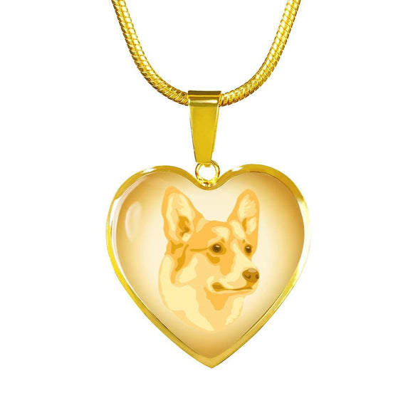 Yellow Corgi Profile Heart Necklace D12 - Dufauna - Topfauna