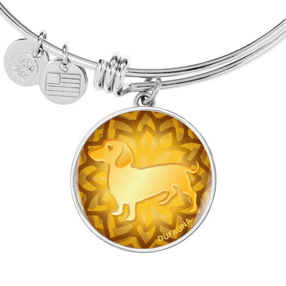 Yellow Dachshund Silhouette Bangle Bracelet D18 - Dufauna - Topfauna