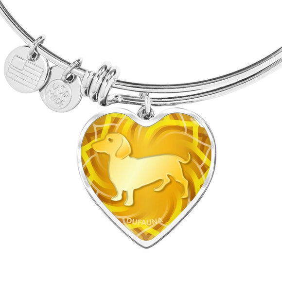 Yellow Dachshund Silhouette Heart Bangle Bracelet D17 - Dufauna - Topfauna