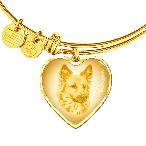 Yellow Dog Profile Heart Bangle Bracelet D12 - Dufauna - Topfauna