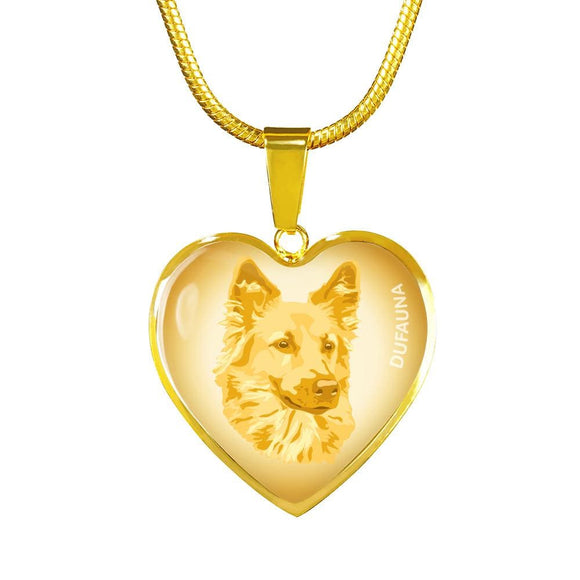 Yellow Dog Profile Heart Necklace D12 - Dufauna - Topfauna