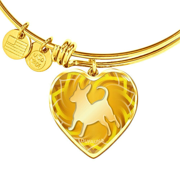 Yellow Dog Silhouette Heart Bangle Bracelet D17 - Dufauna - Topfauna