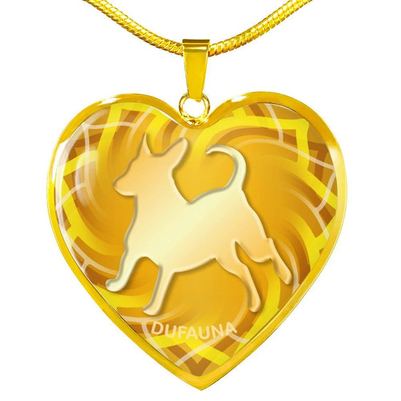Yellow Dog Silhouette Heart Necklace D17 - Dufauna - Topfauna