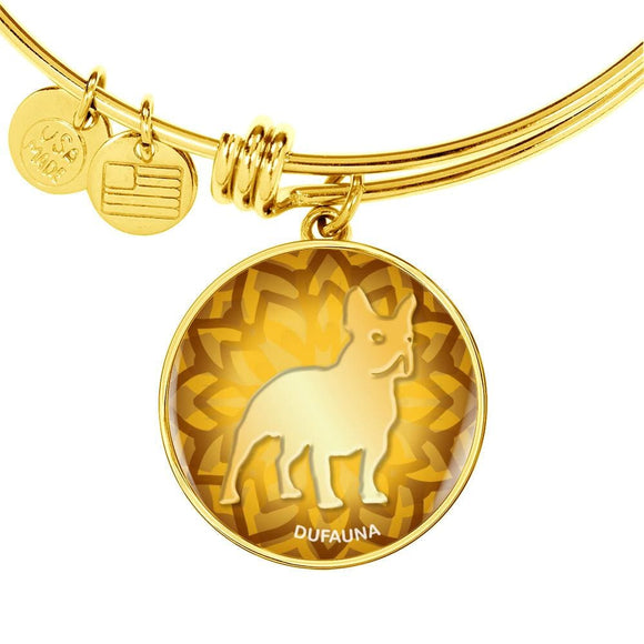 Yellow French Bulldog Silhouette Bangle Bracelet D18 - Dufauna - Topfauna