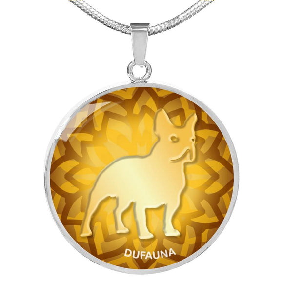 Yellow French Bulldog Silhouette Necklace D18 - Dufauna - Topfauna