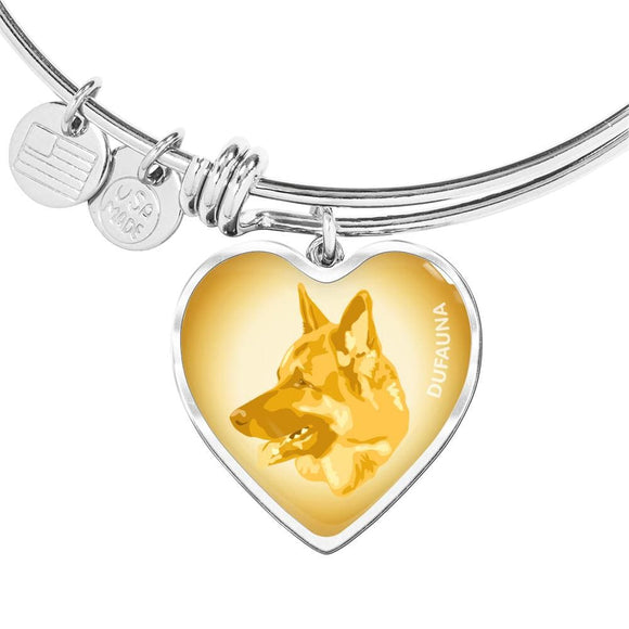 Yellow German Shepherd Profile Heart Bangle Bracelet D12 - Dufauna - Topfauna
