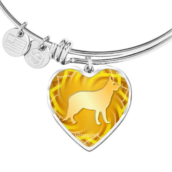 Yellow German Shepherd Silhouette Heart Bangle Bracelet D17 - Dufauna - Topfauna
