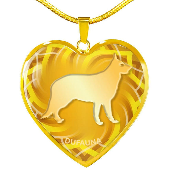 Yellow German Shepherd Silhouette Heart Necklace D17 - Dufauna - Topfauna