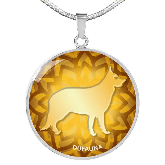 Yellow German Shepherd Silhouette Necklace D18 - Dufauna - Topfauna
