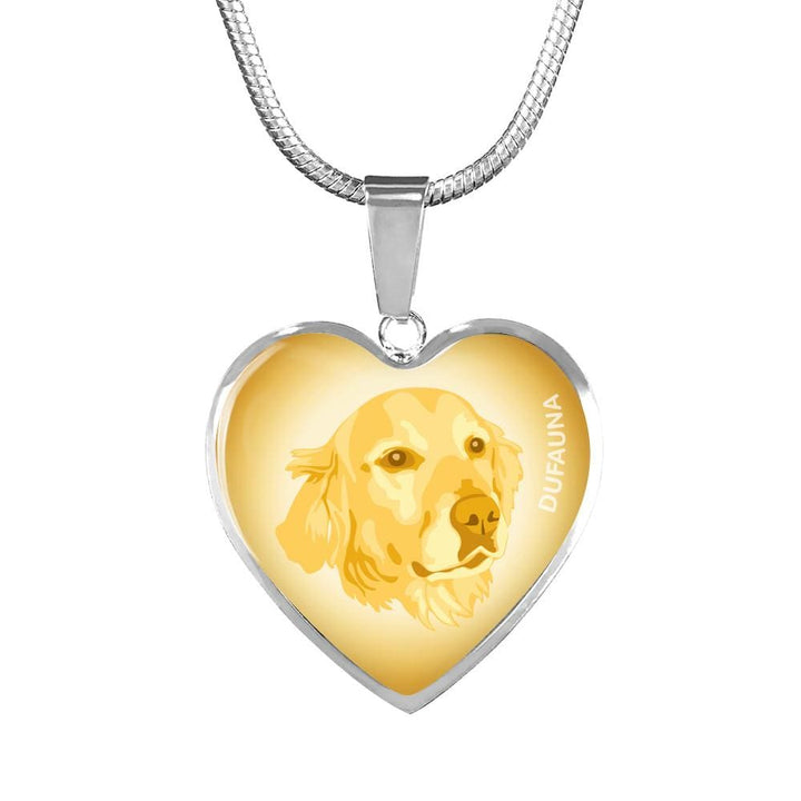 Yellow Golden Retriever Profile Heart Necklace D12 - Dufauna - Topfauna