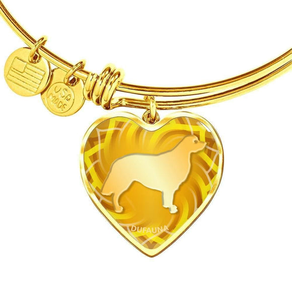 Yellow Golden Retriever Silhouette Heart Bangle Bracelet D17 - Dufauna - Topfauna
