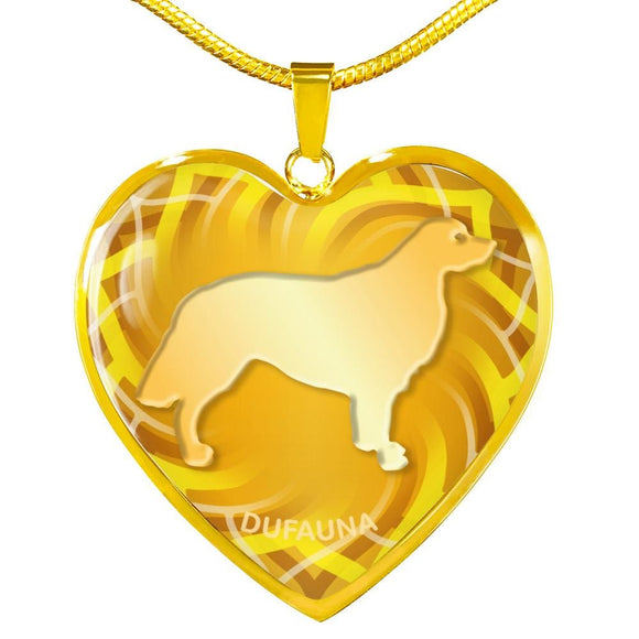 Yellow Golden Retriever Silhouette Heart Necklace D17 - Dufauna - Topfauna