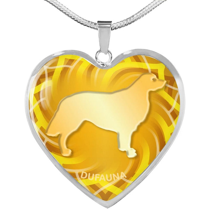 Yellow Golden Retriever Silhouette Heart Necklace D17 - Dufauna - Topfauna