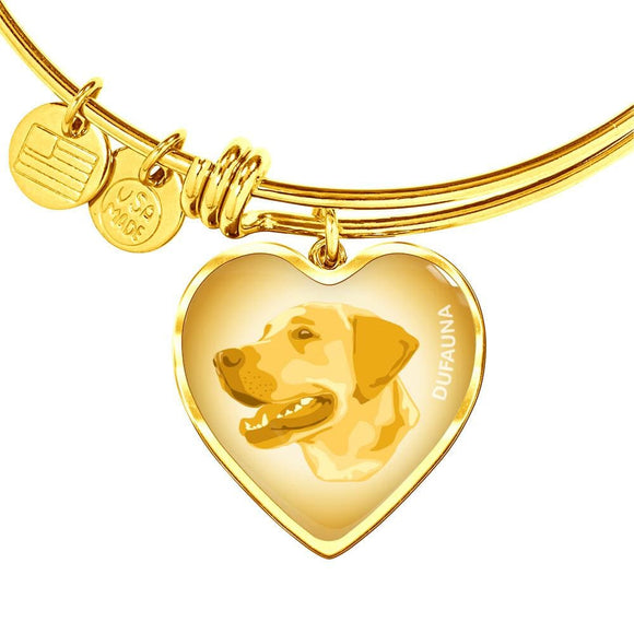 Yellow Labrador Profile Heart Bangle Bracelet D12 - Dufauna - Topfauna