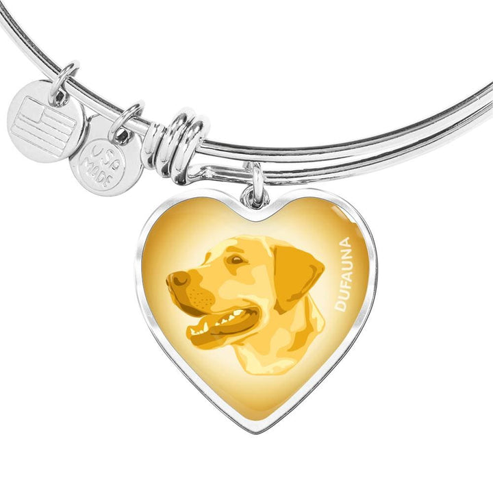 Yellow Labrador Profile Heart Bangle Bracelet D12 - Dufauna - Topfauna