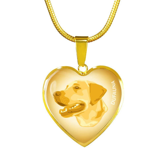 Yellow Labrador Profile Heart Necklace D12 - Dufauna - Topfauna