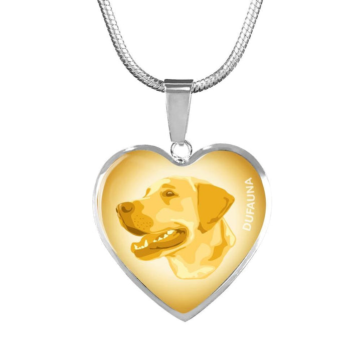 Yellow Labrador Profile Heart Necklace D12 - Dufauna - Topfauna