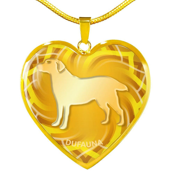Yellow Labrador Silhouette Heart Necklace D17 - Dufauna - Topfauna