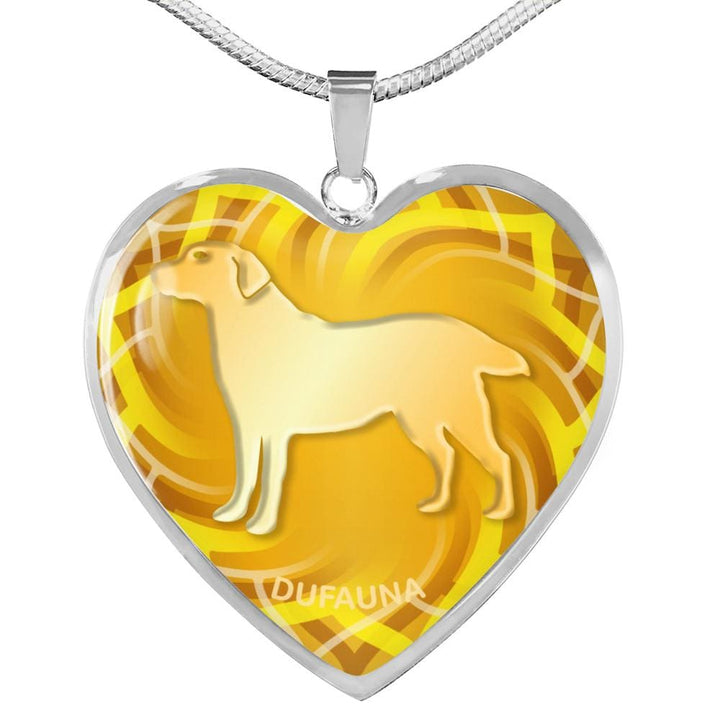 Yellow Labrador Silhouette Heart Necklace D17 - Dufauna - Topfauna