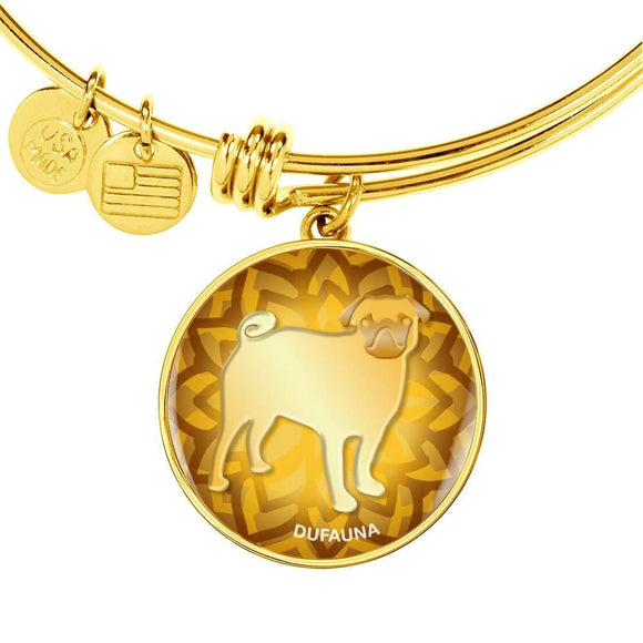 Yellow Pug Silhouette Bangle Bracelet D18 - Dufauna - Topfauna