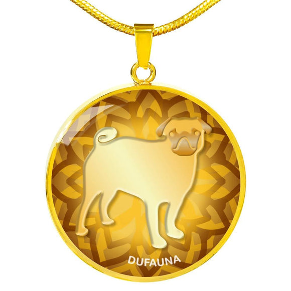 Yellow Pug Silhouette Necklace D18 - Dufauna - Topfauna