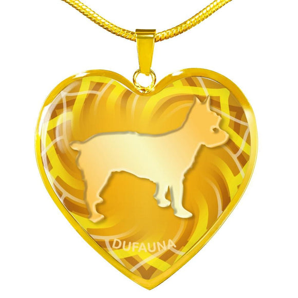 Yellow Yorkie Silhouette Heart Necklace D17 - Dufauna - Topfauna