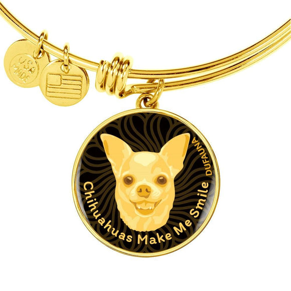 Yellow/black Chihuahuas Make Me Smile Bangle Bracelet D19 - Dufauna - Topfauna