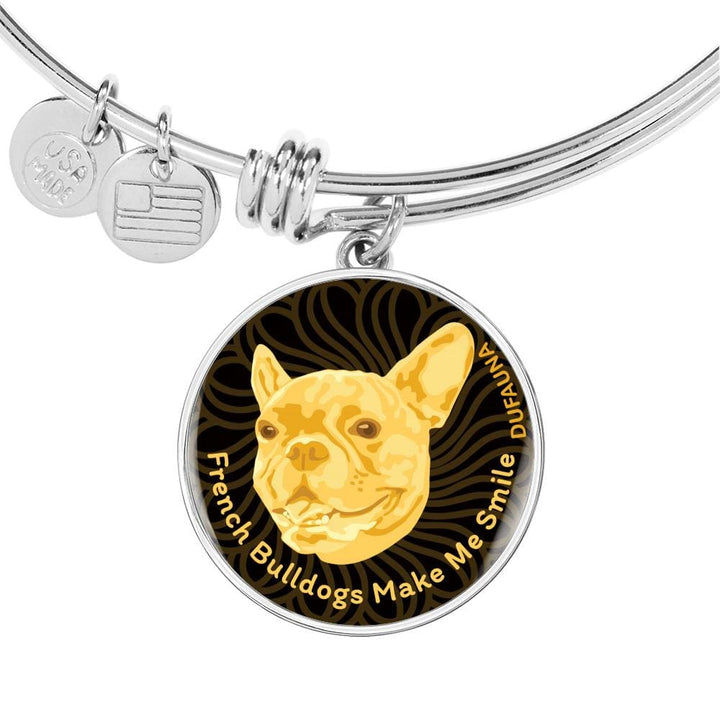Yellow/black French Bulldogs Make Me Smile Bangle Bracelet D19 - Dufauna - Topfauna