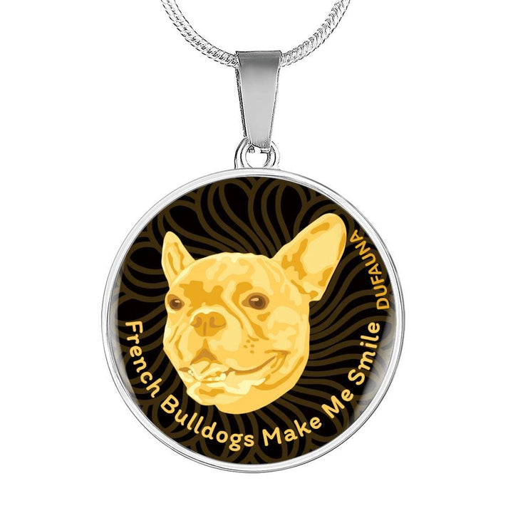 Yellow/black French Bulldogs Make Me Smile Necklace D19 - Dufauna - Topfauna