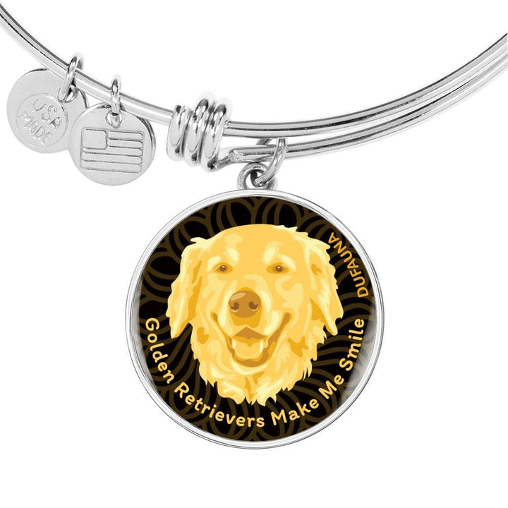 Yellow/black Golden Retrievers Make Me Smile Bangle Bracelet D19 - Dufauna - Topfauna