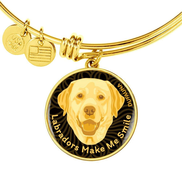 Yellow/black Labradors Make Me Smile Bangle Bracelet D19 - Dufauna - Topfauna