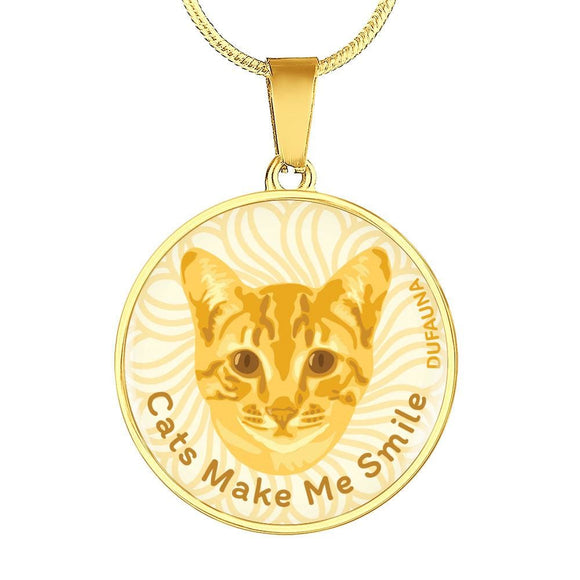 Yellow/white Cats Make Me Smile Necklace D19 - Dufauna - Topfauna