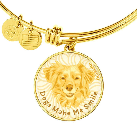Yellow/white Dogs Make Me Smile Bangle Bracelet D19 - Dufauna - Topfauna