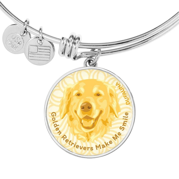Yellow/white Golden Retrievers Make Me Smile Bangle Bracelet D19 - Dufauna - Topfauna