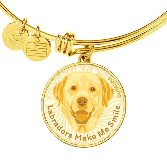 Yellow/white Labradors Make Me Smile Bangle Bracelet D19 - Dufauna - Topfauna