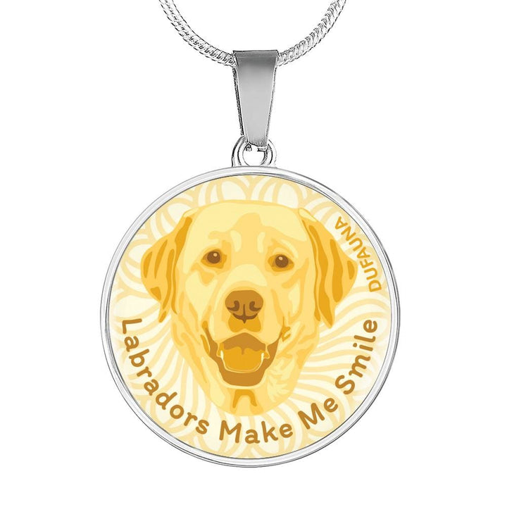 Yellow/white Labradors Make Me Smile Necklace D19 - Dufauna - Topfauna