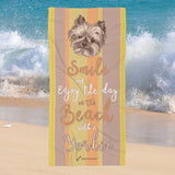 Yorkie Beach Towel Smile Earthy Tone Colors 30 X 60 Or 36 X 72 - Dufauna - Topfauna
