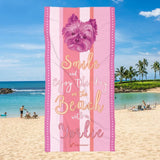 Yorkie Beach Towel Smile Pink 30 X 60 Or 36 X 72 - Dufauna - Topfauna