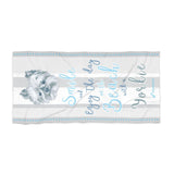 Yorkie Beach Towel Smile White/light Grey 30 X 60 Or 36 X 72 - Dufauna - Topfauna